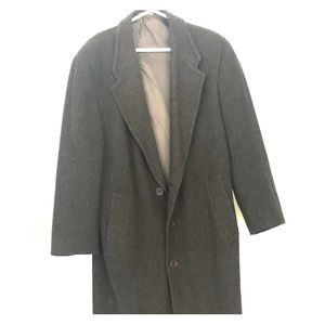 Full length brown patterned Giorgio Armani coat.